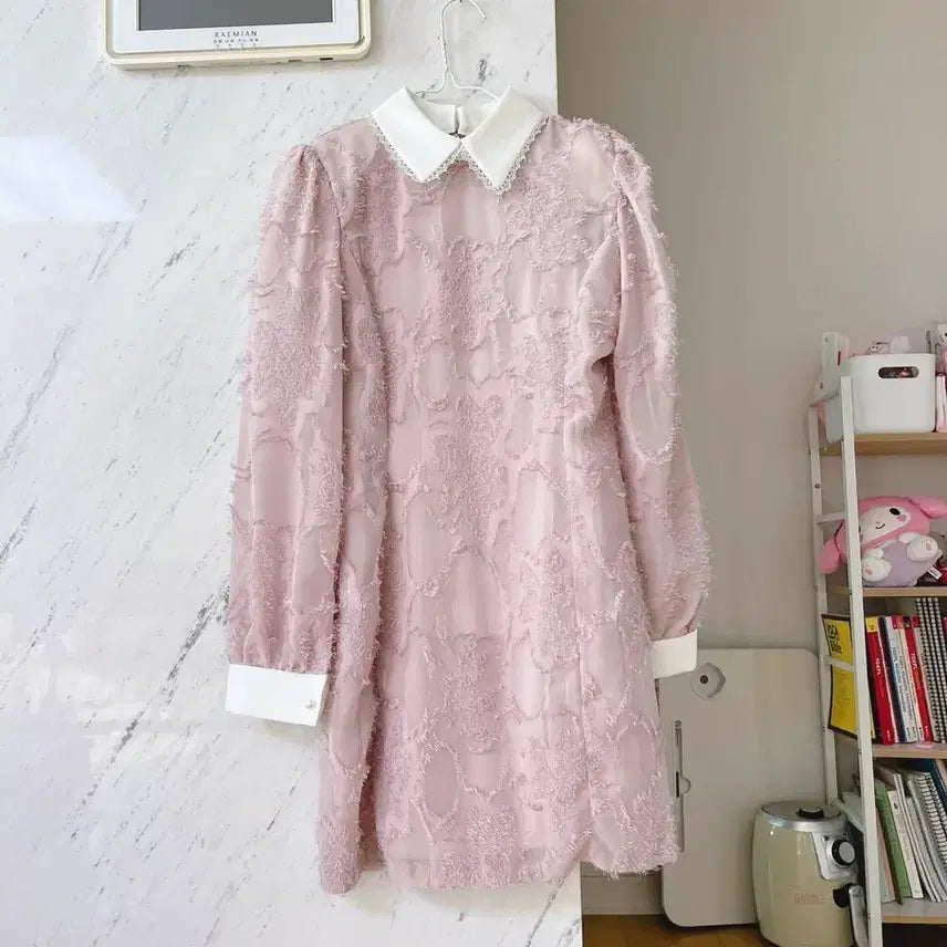 [BUNJANG] Pink Lace Collar Dress - New Arrival / (새상품) 핑크 카라 원피스