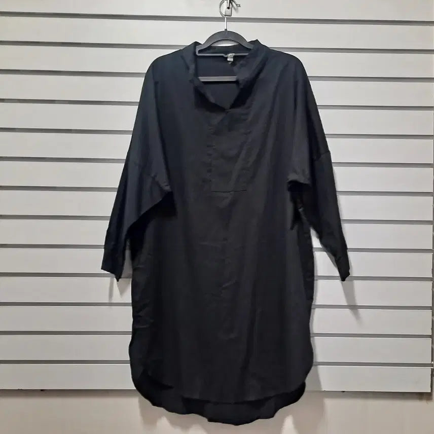 [BUNJANG] Black Batwing Fit Long Shirt Maxi Dress (Free Size) / 블랙 가오리핏 롱 셔츠 박시원피스 F /옷장꾸미기