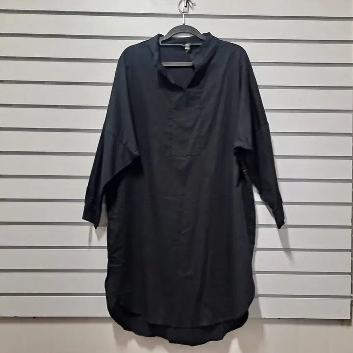 [BUNJANG] Black Batwing Fit Long Shirt Maxi Dress (Free Size) / 블랙 가오리핏 롱 셔츠 박시원피스 F /옷장꾸미기