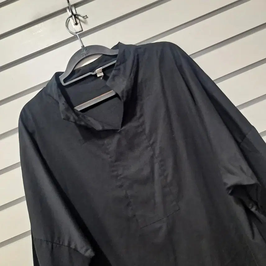 [BUNJANG] Black Batwing Fit Long Shirt Maxi Dress (Free Size) / 블랙 가오리핏 롱 셔츠 박시원피스 F /옷장꾸미기