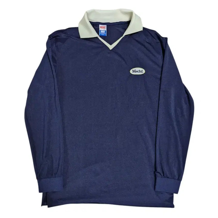 [BUNJANG] MSCHF Lycra Navy Collar Long Sleeve / 미스치프 라이크라 네이비 카라넥 롱 슬리브