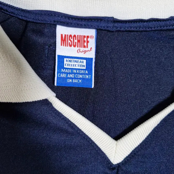 [BUNJANG] MSCHF Lycra Navy Collar Long Sleeve / 미스치프 라이크라 네이비 카라넥 롱 슬리브