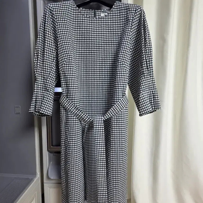 [BUNJANG] Beanpole Green Check 3/4 Sleeve Dress / 빈폴 그린 체크원피스