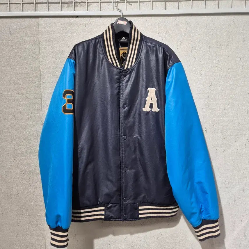 [BUNJANG] Adidas Blue Color Block Baseball Jacket / 아디다스 블루 배색 야구 점퍼