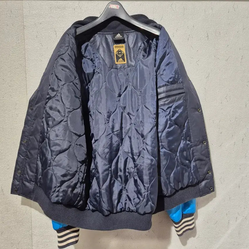 [BUNJANG] Adidas Blue Color Block Baseball Jacket / 아디다스 블루 배색 야구 점퍼