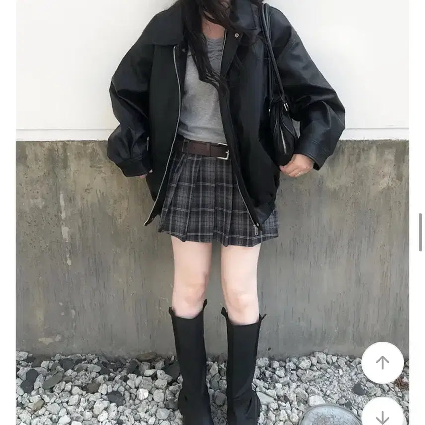 [BUNJANG] Oversized Leather Blouson Rider Jacket / 오버핏 레더 블루종 가죽자켓 라이더 자켓