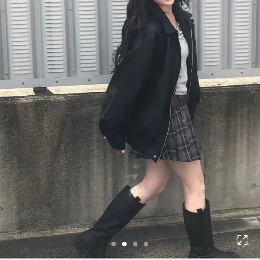 [BUNJANG] Oversized Leather Blouson Rider Jacket / 오버핏 레더 블루종 가죽자켓 라이더 자켓