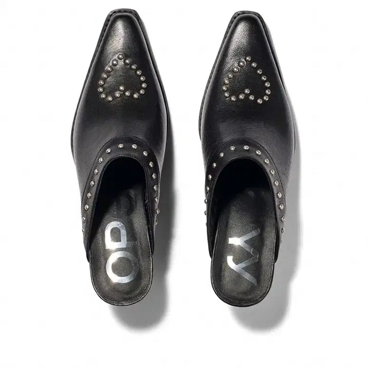 [BUNJANG] Openyy Heart Stud Western Mules Black 235 / Openyy 하트 스터드 웨스턴 뮬 블랙 235