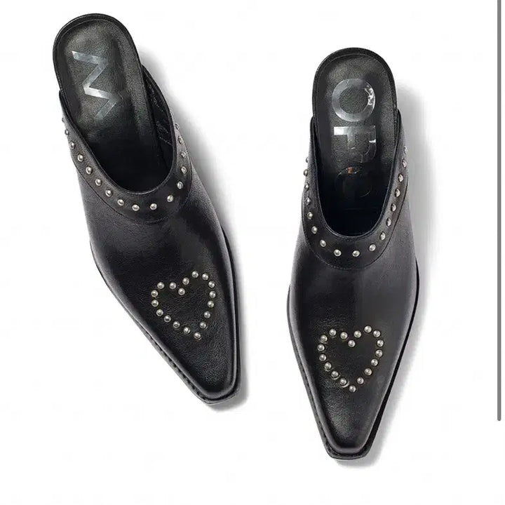 [BUNJANG] Openyy Heart Stud Western Mules Black 235 / Openyy 하트 스터드 웨스턴 뮬 블랙 235