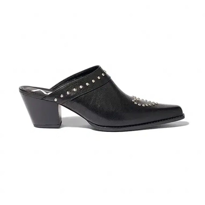 [BUNJANG] Openyy Heart Stud Western Mules Black 235 / Openyy 하트 스터드 웨스턴 뮬 블랙 235