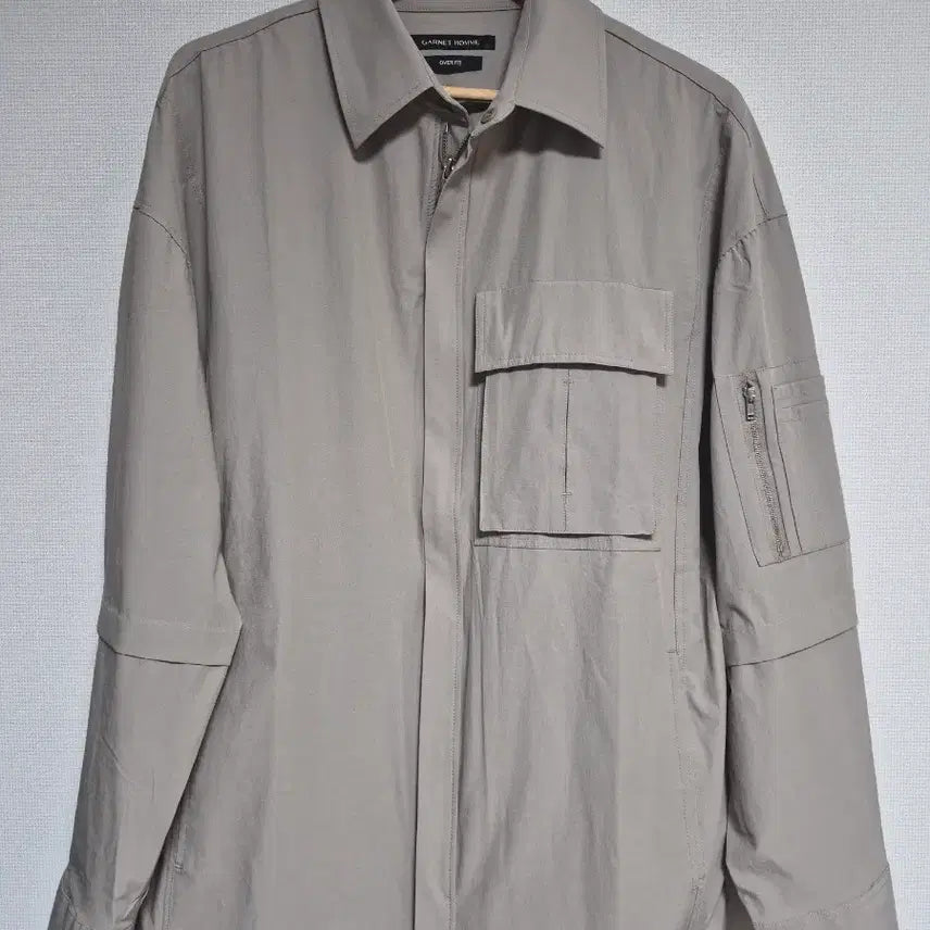 [BUNJANG] Garnet Homme Oversized Shirt-Jacket Beige (Size 105) / 가넷옴므 오버핏 셔츠형 지퍼자켓 베이지 105