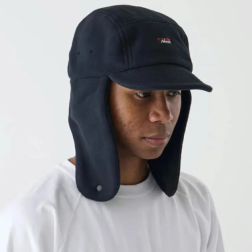 [BUNJANG] NANGA Polartec Ear Flap Cap Hat Black / NANGA 난가 폴라텍 이어 플랩 캡 모자 블랙