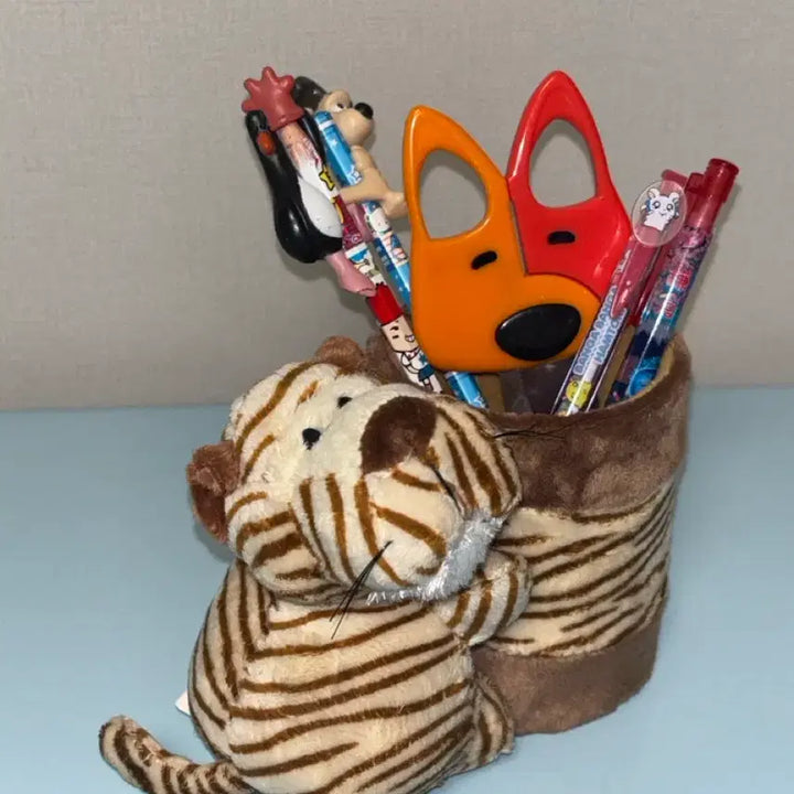 [BUNJANG] Vintage Animal Tiger Cheetah Pencil Holder Cup Holder / 고전문구 애니멀 호랑이 치타  연필꽂이 컵 홀더