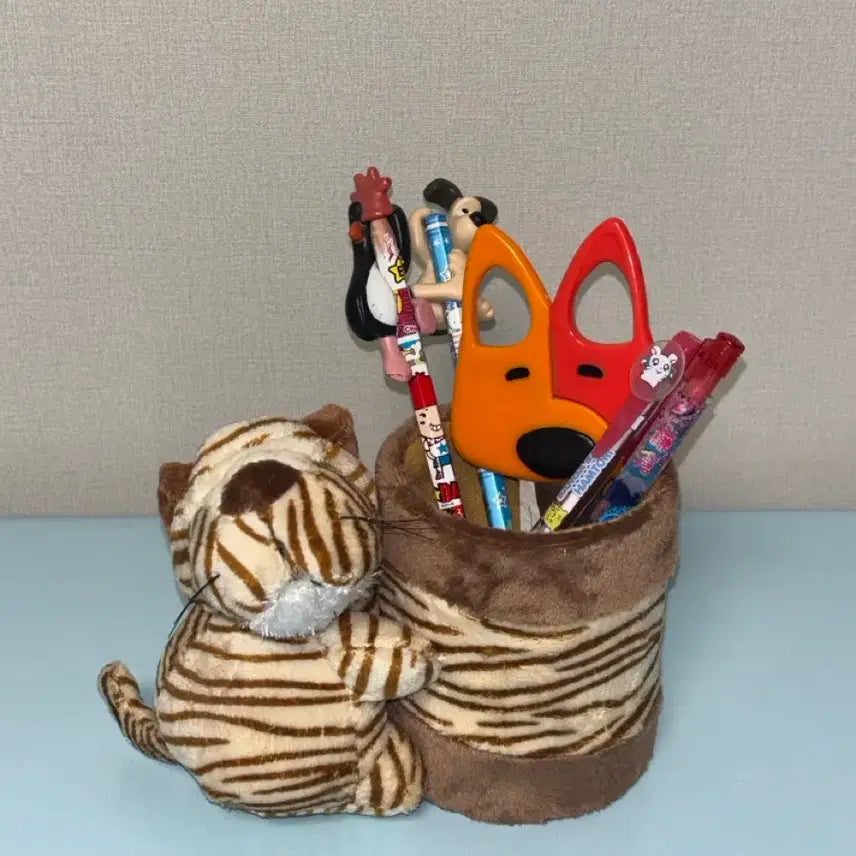 [BUNJANG] Vintage Animal Tiger Cheetah Pencil Holder Cup Holder / 고전문구 애니멀 호랑이 치타  연필꽂이 컵 홀더