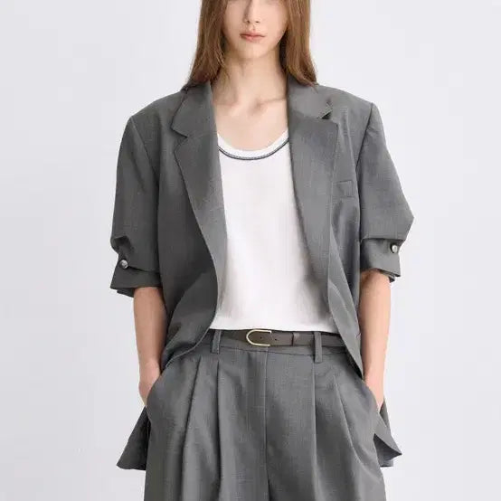 [BUNJANG] TIME Wool Blend Back Slit Open Jacket / TIME 울 블렌드 백 슬릿 오픈 자켓 82(55) 새상품