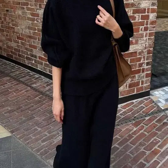 [BUNJANG] Elegant Two-Piece Knit Set Black / 새제품 / 우아 투피스 니트 블랙 세트 (F)