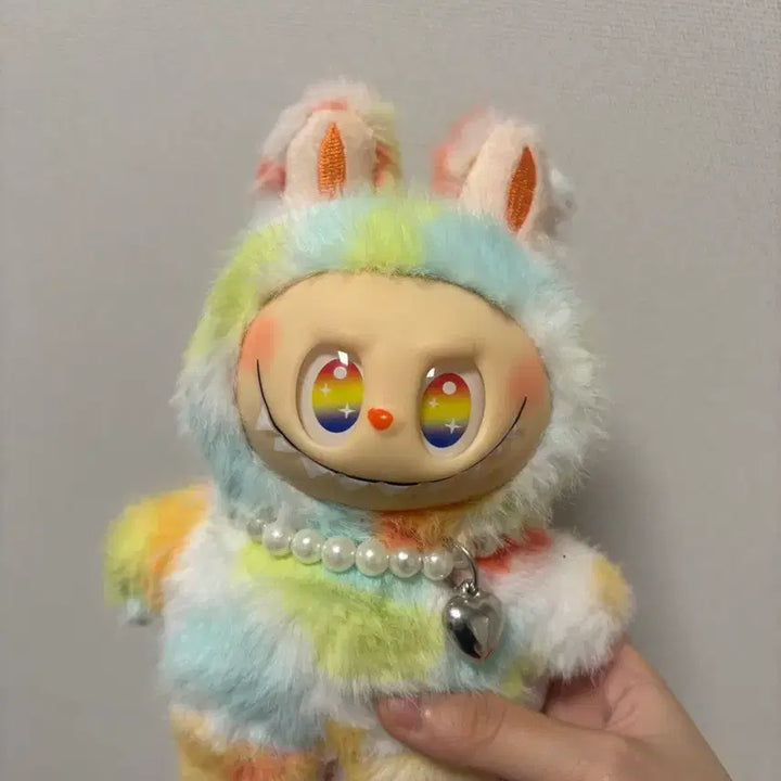 [BUNJANG] Rainbow Rabbit Plush Keychain / 무지개색 토끼 인형 라부부키링