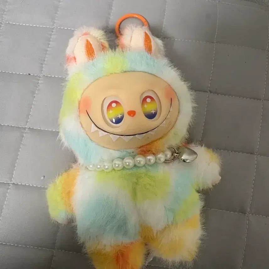 [BUNJANG] Rainbow Rabbit Plush Keychain / 무지개색 토끼 인형 라부부키링
