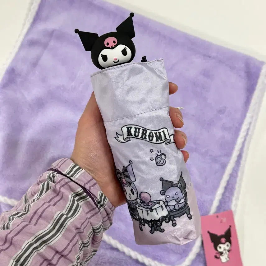[BUNJANG] Sanrio Kuromi Mini Parasol &amp; Towel Bundle / 산리오 쿠로미 미니 양산/우산 과 타올 일괄 판매합니당
