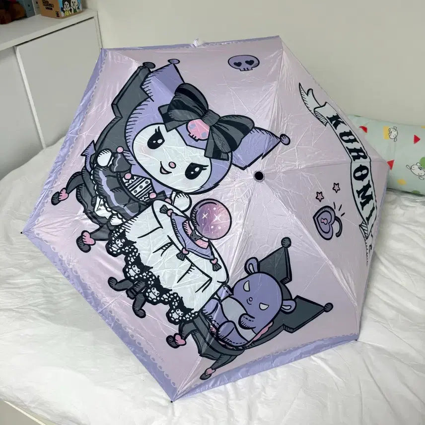 [BUNJANG] Sanrio Kuromi Mini Parasol &amp; Towel Bundle / 산리오 쿠로미 미니 양산/우산 과 타올 일괄 판매합니당