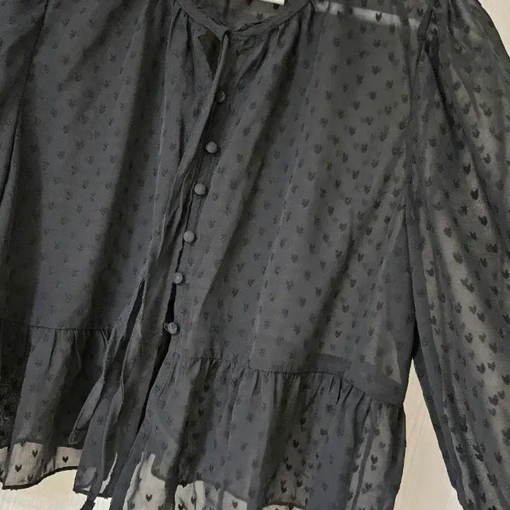 [BUNJANG] Sheer Lace Blouse / 시스루 레이스 블라우스 새상품