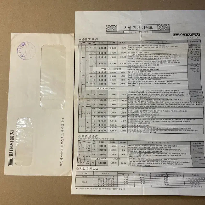 [BUNJANG] Hyundai Sonata (1990s) Estimate and Genuine Car Keys Bundle / 올드카 Y2 쏘나타 견적서. 현대차 순정 차키 일괄