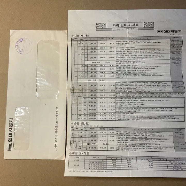 [BUNJANG] Hyundai Sonata (1990s) Estimate and Genuine Car Keys Bundle / 올드카 Y2 쏘나타 견적서. 현대차 순정 차키 일괄