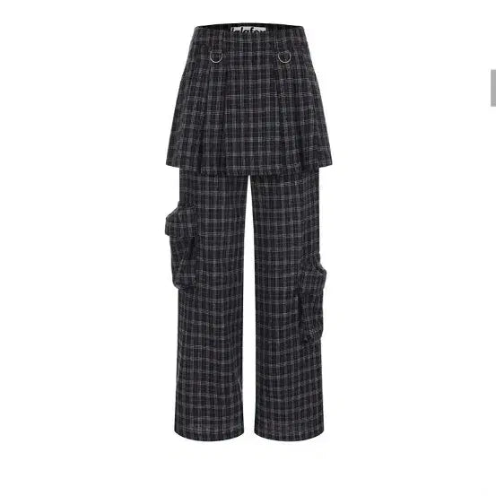 [BUNJANG] LALAFOX Check Pleats Skirt Cargo Pants / 무신사 LALAFOX 체크 플리츠 스커트 카고 바지