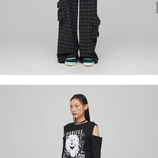 [BUNJANG] LALAFOX Check Pleats Skirt Cargo Pants / 무신사 LALAFOX 체크 플리츠 스커트 카고 바지