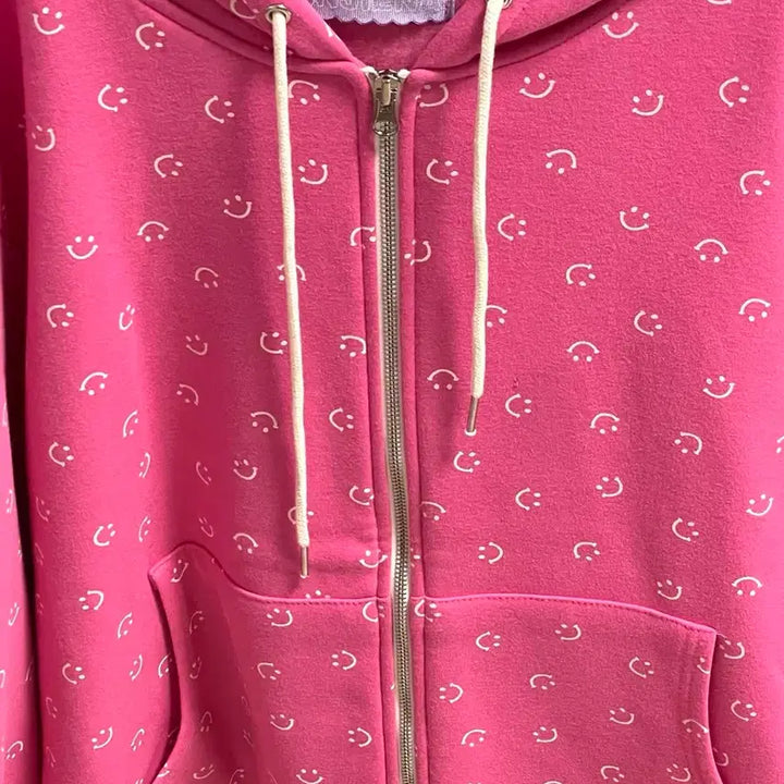 [BUNJANG] Minjiena Smile Hoodie Zip-up Pink / 민지에나 minjiena 스마일 후드집업 핑크