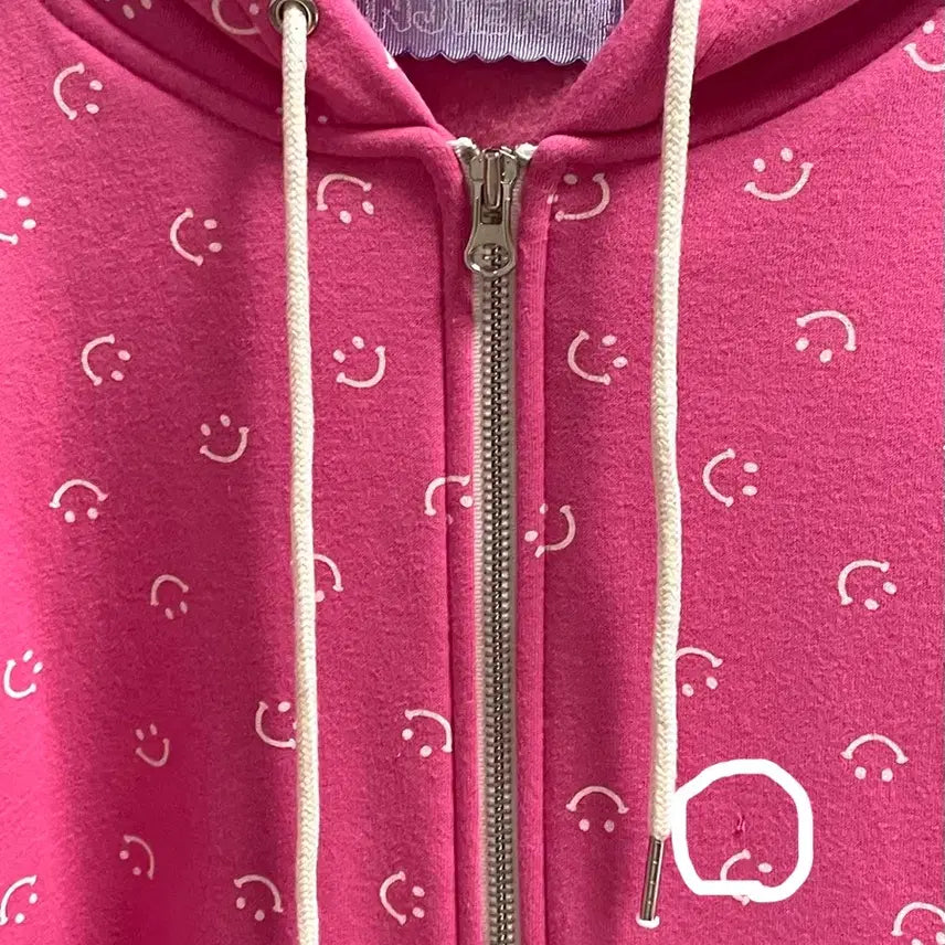 [BUNJANG] Minjiena Smile Hoodie Zip-up Pink / 민지에나 minjiena 스마일 후드집업 핑크