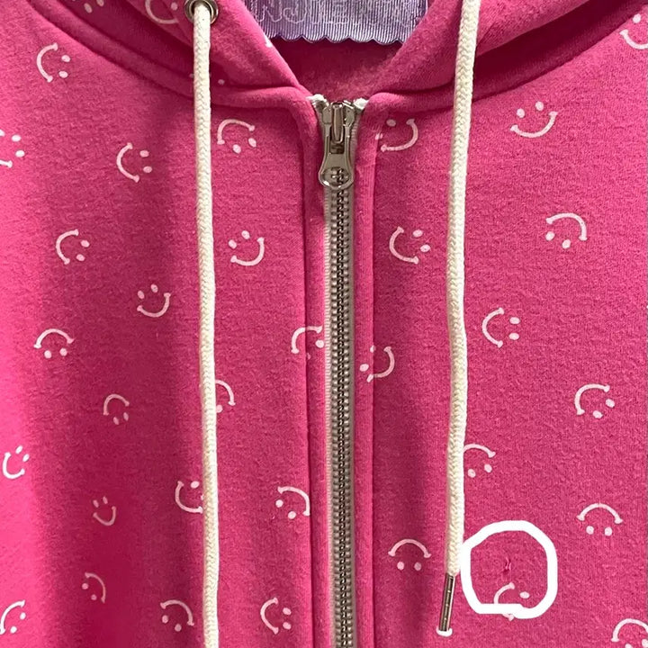 [BUNJANG] Minjiena Smile Hoodie Zip-up Pink / 민지에나 minjiena 스마일 후드집업 핑크