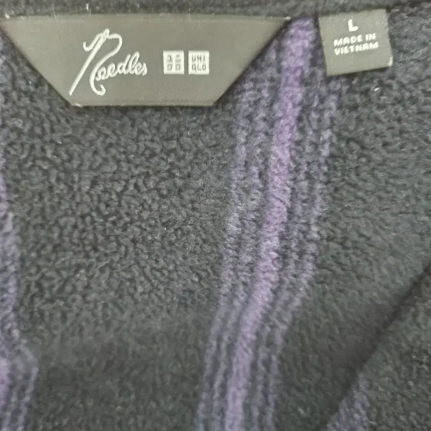 [BUNJANG] Uniqlo x Needles Fleece Oversized Cardigan Print Black (JP) / 유니클로 x 니들스 플리스 오버사이즈 가디건 프린트 블랙 (JP)