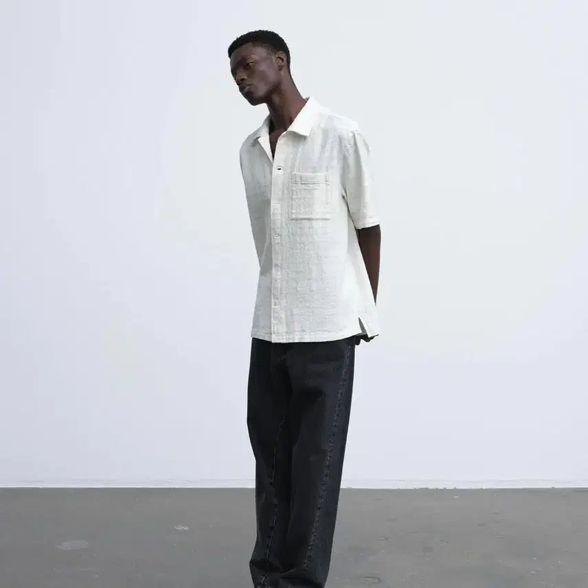 [BUNJANG] Sunflower Spacy Short Sleeve Shirt White L / [L] 선플라워 스페이시 반팔 셔츠 화이트