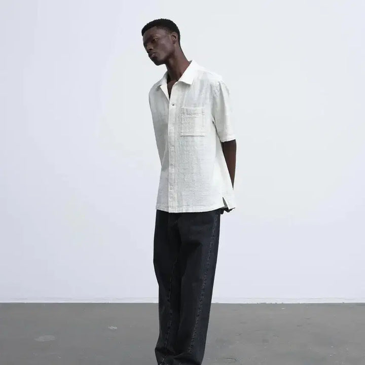 [BUNJANG] Sunflower Spacy Short Sleeve Shirt White L / [L] 선플라워 스페이시 반팔 셔츠 화이트