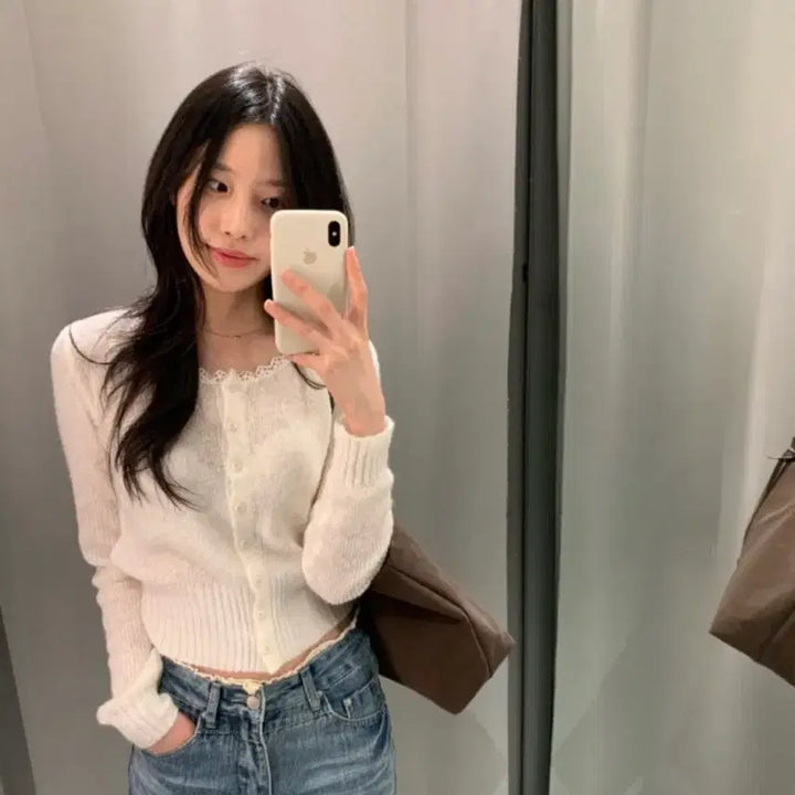 [BUNJANG] Belle Jour Lace White Cardigan / 1회 착용)벨르주드 레이스 화이트 가디건