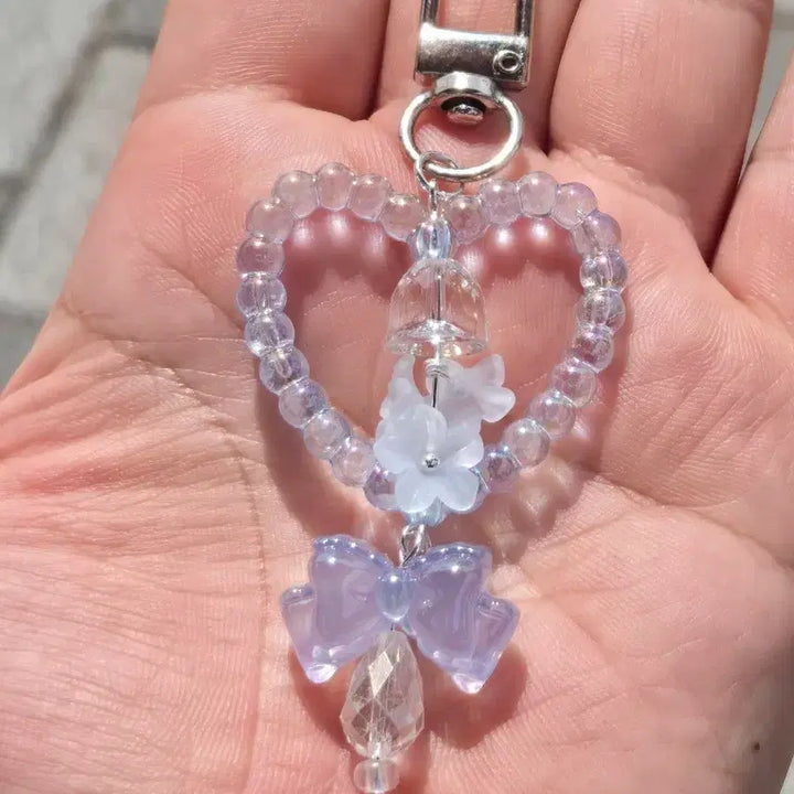 [BUNJANG] Handmade Wedding Keychain with Beads, Ribbon, and Flower Charm / 웨딩키링