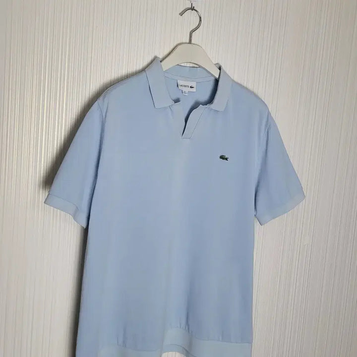 [BUNJANG] Lacoste Sky Blue Open Collar Short Sleeve Polo T-Shirt / 110 라코스테 오픈카라 반팔 폴로 티셔츠 스카이블루