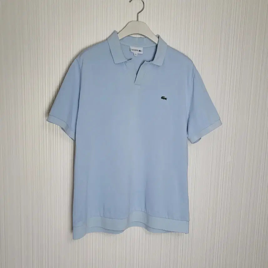 [BUNJANG] Lacoste Sky Blue Open Collar Short Sleeve Polo T-Shirt / 110 라코스테 오픈카라 반팔 폴로 티셔츠 스카이블루