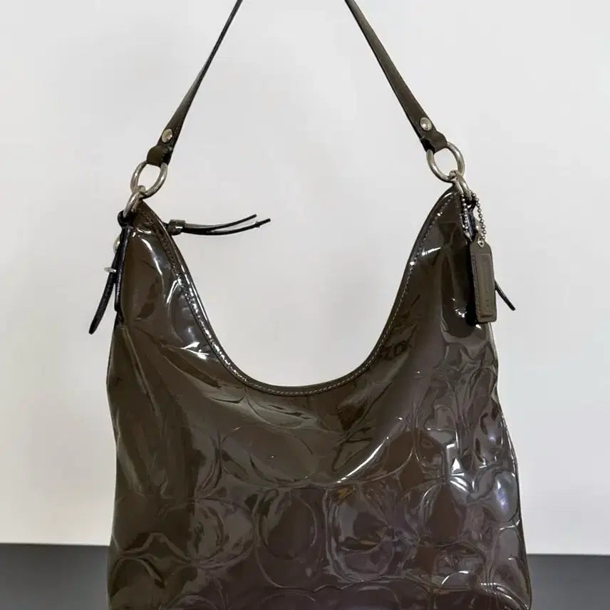 [BUNJANG] Coach Signature Enamel Hobo Bag Khaki / 코치 시그니처 에나멜 호보백 카키