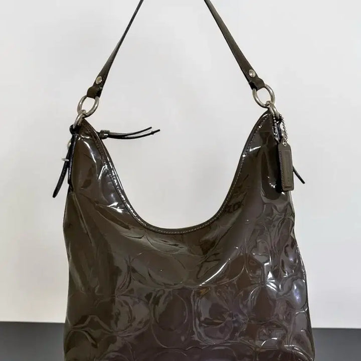 [BUNJANG] Coach Signature Enamel Hobo Bag Khaki / 코치 시그니처 에나멜 호보백 카키