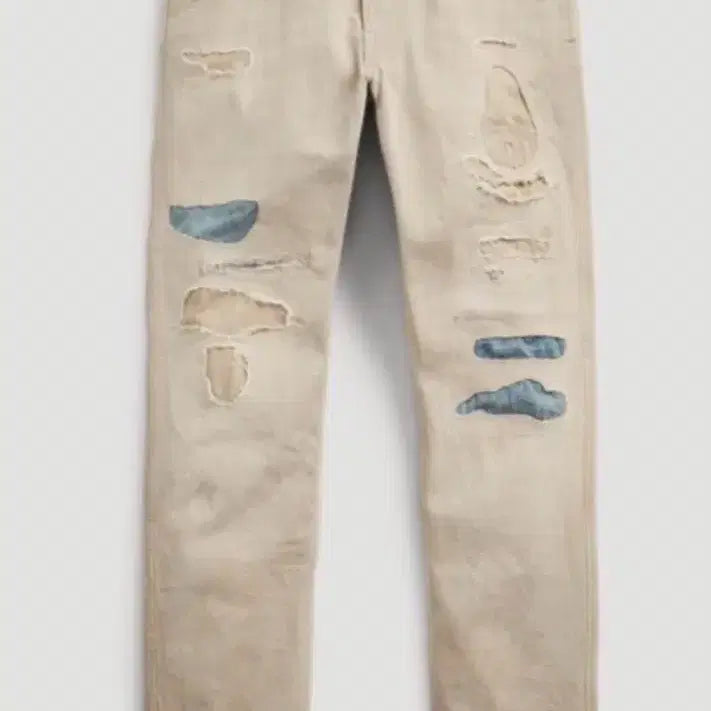 [BUNJANG] RRL Slim Fit Repair Distressed Pants / 더블알엘 슬림핏 리페어 디스트로이드 팬츠 36*22