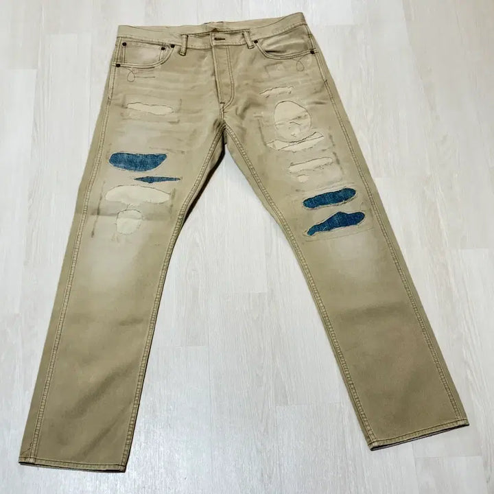 [BUNJANG] RRL Slim Fit Repair Distressed Pants / 더블알엘 슬림핏 리페어 디스트로이드 팬츠 36*22