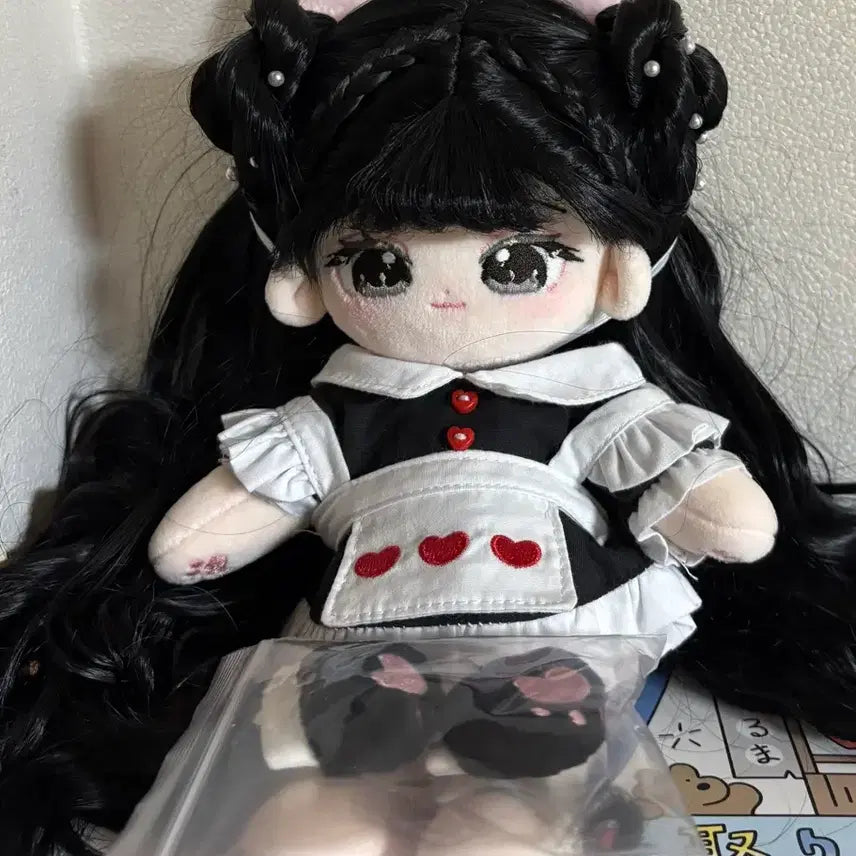 [BUNJANG] 20cm Doll Cat Maid Outfit Set / 솜인형 고양이 메이드 옷장