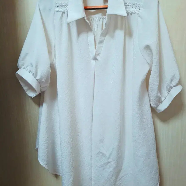 [BUNJANG] White Lace Collar Short Sleeve Blouse / 화이트 레이스 카라 반팔 블라우스