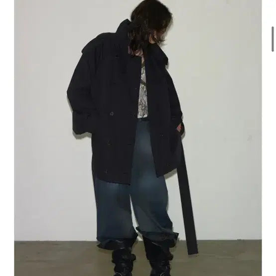 [BUNJANG] SEO TRENCH HALF SLIT COAT BLACK / 에스이오 트렌치코트 TRENCH HALF SLIT COAT BLACK