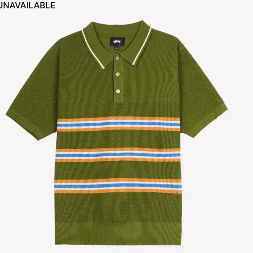 [BUNJANG] Stussy Stripe Polo Knit Shirt L / STUSSY 스투시 스트라이프 폴로 니트 셔츠 L
