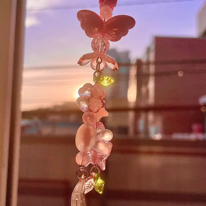 [BUNJANG] Clear Cherry Blossom Wings Beaded Keyring Handmade / [4월탄생화] 클리어 벚꽃날개 비즈키링
