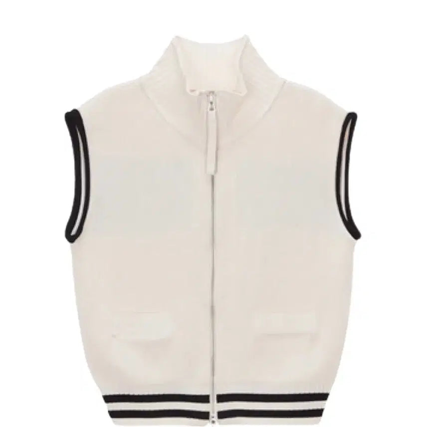 [BUNJANG] Matin Kim Spell Point Stripe Knit Vest Ivory / 마뗑킴 스펠 포인트 스트라이프 니트 베스트 아이보리