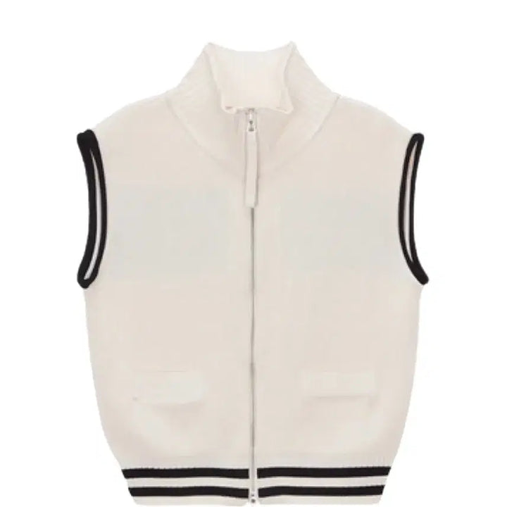[BUNJANG] Matin Kim Spell Point Stripe Knit Vest Ivory / 마뗑킴 스펠 포인트 스트라이프 니트 베스트 아이보리